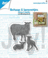 Billede: skære/prægeskabelon får med 2 lam, JOY CUT/EMB “Sheep & Lambs