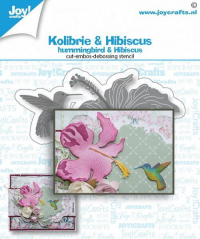 Billede: skære/prægeskabelon blomst og kolibri, JOY CUT/EMB “Hummingbird & Flower