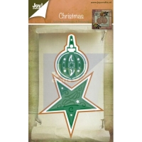 Billede: skære/prægeskabelon julekugle og stjerne, 6002/2044 Christmas Ball & Star, joy, førpris kr. 81,00, nupris