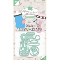 Billede: skæreskabelon 2 sutteflasker og 2 rangler, JOY CUT, Baby bottle & rattle, 6002/3132, 83x74mm, førpris kr. 81,00, nupris