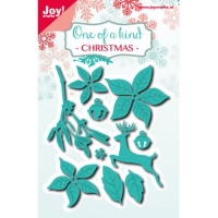 Billede: skære/prægeskabelon juleblomster, ren og bjælder, 120,5x104mm, JOY CUT/EMB “Christmast Set 10 pcs, førpris kr. 132,00, nupris
