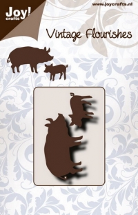 Billede: skærreskabelon 1 so og en lille gris, 6003/0078 Pigs, 28x48 / 25x18,5mm, joy, førpris kr. 40,- nupris