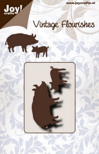 Billede: skærreskabelon 1 so og en lille gris, 6003/0078 Pigs, 28x48 / 25x18,5mm, joy