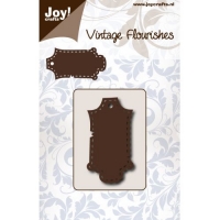 Billede: skæreskabelon label med stitch, JOY CUT 6003/0079 Label stitched, 65x45mm, førpris kr. 40,- nupris