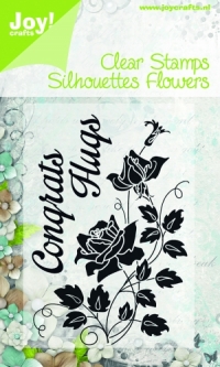 Billede: Stempel Flowers,  Congrats Hugs, 6410/0090, joy, førpris kr. 40,- nupris