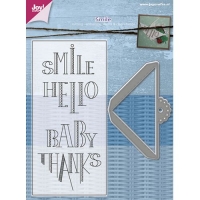 Billede: skæreskabelon med stempel, Scrollcorner with text
