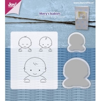 Billede: skæreskabelon og stempel børnehoveder, JOY CUT/STAMP “Mery’s Baby” 6004/0018, 23x25 / 37x41 / 62x77mm, førpris kr. 40,- nupris