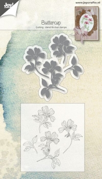 Billede: skæreskabelon og stempel ranunkel, JOY CUT/STAMP “Buttercup” 6004/0024, 28x36, 28x34, 28x45 & 20x24mm