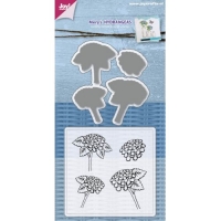 Billede: skæreskabelon og stempel, hortensia, JOY CUT/STAMP “Mery’s Hydrangeas” 6004/0031, 48x46 / 30x27 / 35x39 & 43x49mm