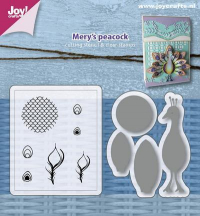 Billede: skæreskabelon og stempel påfugl, JOY CUT/STAMP “Mery's Peacock” 6004/0033, 16x60 / 16x34 / 13x26mm