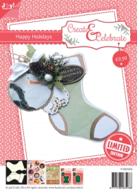 Billede: SPECIALTILBUD -- JOY Celebrations Kit, Happy Holidays, 1 tegneskabelon til kort, 1 udstanset ark, 1 papirblok & 2 dies, førpris kr. 75,- nupris