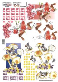 Billede: blomster mus og fugle, olba
