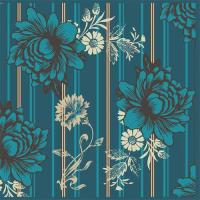 Billede: 5 kartonkort 14x28 blomsterkort turkis