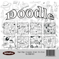 Billede: Papirblok Doodle 15x15cm - 32 ark - 8 mønstre, førpris kr. 35,- nupris