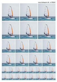 Billede: windsurfer, klippeark, førpris kr. 5,- nupris