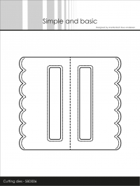 Billede: skæreskabelon poselukker med bølgekant og piercing, Simple and Basic die “Pierced Bag Topper (Scallop)” SBD006, 11,2x10,3cm, førpris kr. 96,- nupris