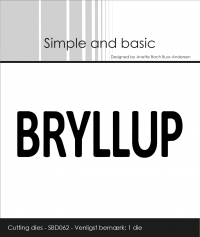 Billede: skæreskabelon Simple and Basic die, BRYLLUP, SBD062, 9x2,8cm, førpris kr. 44,- nupris
