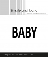 Billede: skæreskabelon Simple and Basic die, BABY, SBD063, 5,7x2,8cm, førpris kr. 40,- nupris