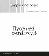 Billede: SIMPLE AND BASIC STEMPEL SBC023, Tillykke med svendebrevet, 5,5x2cm, førpris kr. 20,00, nupris