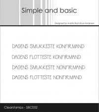 Billede: SIMPLE AND BASIC STEMPEL, DAGENS SMUKKESTE KONFIRMAND, DAGENS FLOTTESTE KONFIRMAND, DAGENS SMUKKESTE NONFIRMAND, DAGENS FLOTTESTE NONFIRMAND, SBC032, Biggest: 8x0,5cm, førpris kr. 36,- nupris 