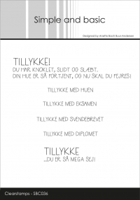 Billede: SIMPLE AND BASIC STEMPEL “DANSK TEKST” SBC036, Biggest: 10,1x1,8cm, TILLYKKE! DU HAR KNOKLET, SLIDT OG SLÆBT. DIN HUE ER SÅ FORTJENT, OG NU SKAL DU FEJRES!, førpris kr. 48,- nupris 