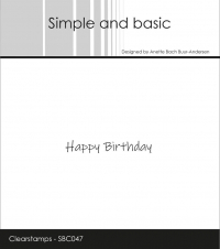 Billede: SIMPLE AND BASIC STEMPEL, ENGLISH TEXT, Happy Birthday, SBC047, Biggest: 4,3x0,7cm