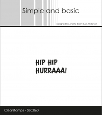 Billede: SIMPLE AND BASIC STEMPEL HIP HIP HURRAAA!, SBC060, 3,4x1,6cm, førpris kr. 16,- nupris 