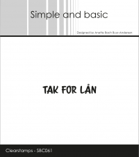 Billede: SIMPLE AND BASIC STEMPEL TAK FOR LÅN,  SBC061, 4,3x0,8cm, førpris kr. 16,- nupris 