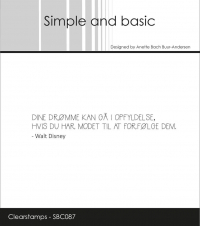 Billede: SIMPLE AND BASIC STEMPEL DINE DRØMME KAN GÅ I OPFYLDELSE, HVIS DU HAR MODET TIL AT FORFØLGE DEM, Walt Disney, SBC087, 8x1,5cm, førpris kr. 24,- nupris  
