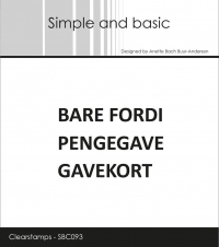 Billede: SIMPLE AND BASIC STEMPEL BARE FORDI, PENGEGAVE, GAVEKORT, SBC093, Biggest: 5,3x0,7cm, førpris kr. 24,- nupris  