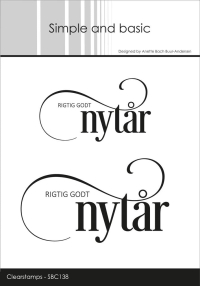 Billede: Simple and basic Clearstamp RIGTIG GODT nytår i 2 størrelser,  SBC138, 6,7x3,8 & 8,9x5,1cm