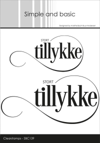 Billede: Simple and basic Clearstamp STORT tillykke i 2 størrelser, SBC139, 8,8x4,3 & 11,8x5,8cm