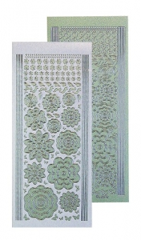 Billede: Stickers Blomster 1 stk green/silver, leane de graff
