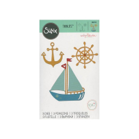 Billede: skæreskabelon sejlbåd, anker og ror, Sizzix Thinlits Die, Ship Mates, 661165, førpris kr. 70 nupris