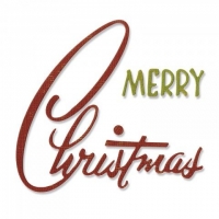 Billede: skæreskabelon MERRY Christmas, SIZZIX/TIM HOLTZ THINLITS DIE “Retro Merry Christmas” 662420, førpris kr. 68,- nupris