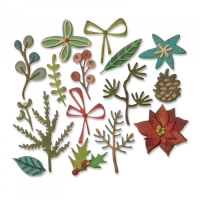 Billede: skæreskabelon grene, blade og blomster, SIZZIX/TIM HOLTZ THINLITS DIE “Funky Festive” 663101