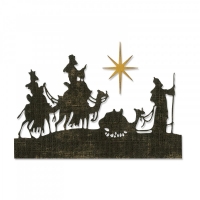 Billede: skæreskabelon 3 vise mænd med kameler, SIZZIX/TIM HOLTZ THINLITS DIE “Wise Men” 663127, førpris kr. 144,- nupris