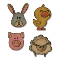 Billede: skæreskabelon kanin, grisehoved, kylling og lam, SIZZIX/Tim Holtz THINLITS DIE