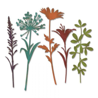Billede: skæreskabelon 5 vilde blomster, SIZZIX/Tim Holtz THINLITS DIE 