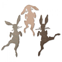 Billede: skæreskabelon 3 glade dansende harer, SIZZIX/TIM HOLTZ THINLITS DIE