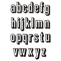 Billede: skæreskabelon små bogstaver, SIZZIX/TIM HOLTZ THINLITS DIE