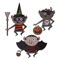 Billede: skæreskabelon halloweenudklædte børn, SIZZIX/TIM HOLTZ THINLITS DIE