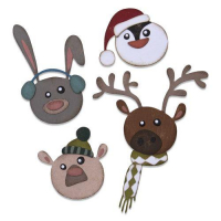 Billede: skæreskabelon juledyrehoveder, SIZZIX/TIM HOLTZ THINLITS DIE