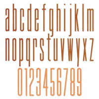 Billede: skæreskabelon alfabet og tal, små bogstaver, SIZZIX/TIM HOLTZ THINLITS DIE, Alphanumeric Stretch Lower & Numbers, 665207