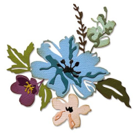 Billede: skæreskabelon 3 blomsterhoveder, SIZZIX/TIM HOLTZ THINLITS DIE, Brushstroke Flowers #2, 665210