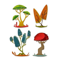 Billede: skæreskabelon forskellige svampe, SIZZIX/TIM HOLTZ THINLITS DIE, Funky Toadstools, 665216