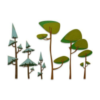 Billede: skæreskabelon sjove træer, SIZZIX/TIM HOLTZ THINLITS DIE, Funky Trees, 665217
