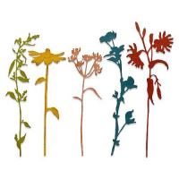 Billede: skæreskabelon blomster i silhuet, SIZZIX/TIM HOLTZ THINLITS DIE, Wildflowers Stems #3, 665221