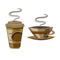 Billede: skæreskabelon kaffekop og kaffe to go, SIZZIX/TIM HOLTZ THINLITS DIE, Cafe Colorize, 665212