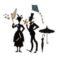 Billede: skæreskabelon mand og dame i silhuet, SIZZIX/TIM HOLTZ THINLITS DIE, The Park, 665204